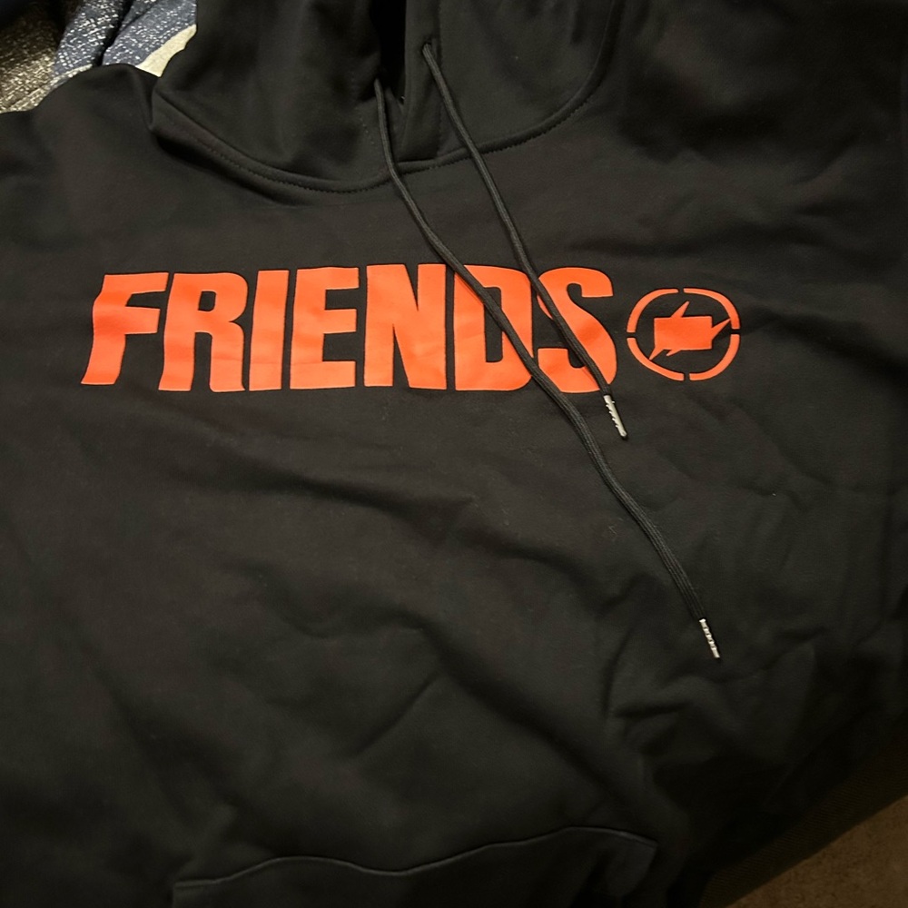 VLONE Logo Black Hoodie Sweatshirt - Men's Black/Orange Sweater